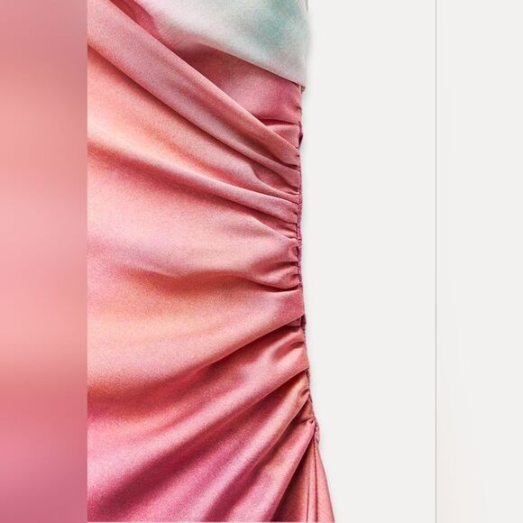 NWT ZARA Benla TIE DYEβPRINT MIDI DRESS - Picture 12 of 13